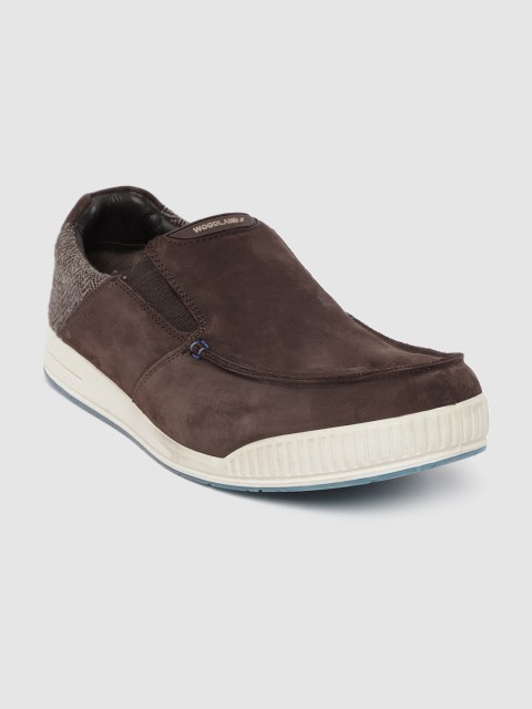 

Woodland Men Coffee Brown Solid Nubuck Slip-On Sneakers