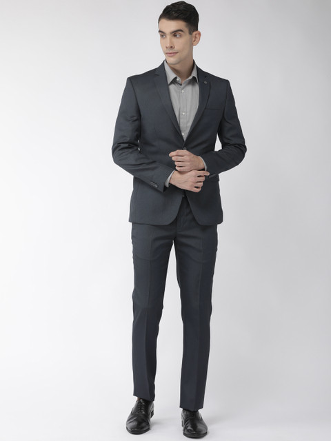 

Park Avenue Men Charcoal Grey Self Design Super Slim Fit Single-Breasted Formal Suit