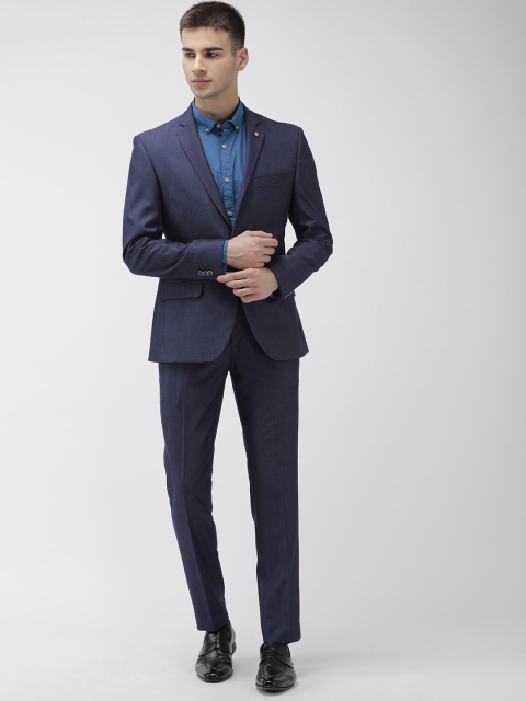 

Park Avenue Men Navy Blue Solid Neo Fit Single-Breasted Party Suit
