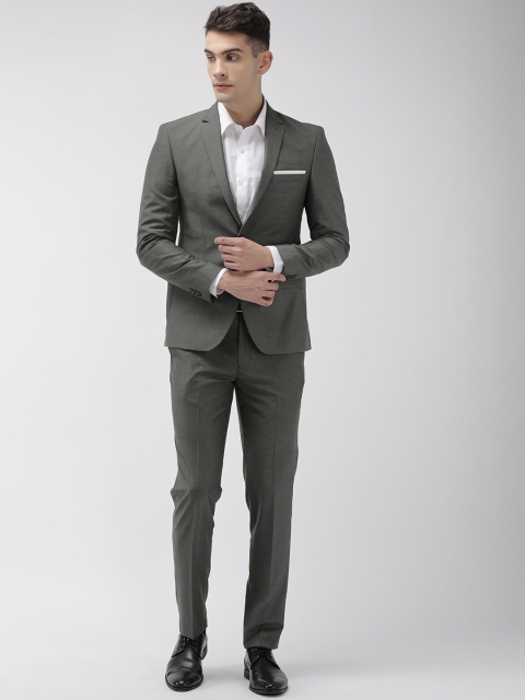 

Park Avenue Grey Solid Neo Fit Single-Breasted Formal Suit