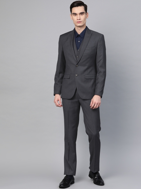 

Park Avenue Men Navy Blue Super Slim Fit Solid Single-Breasted Formal Suit