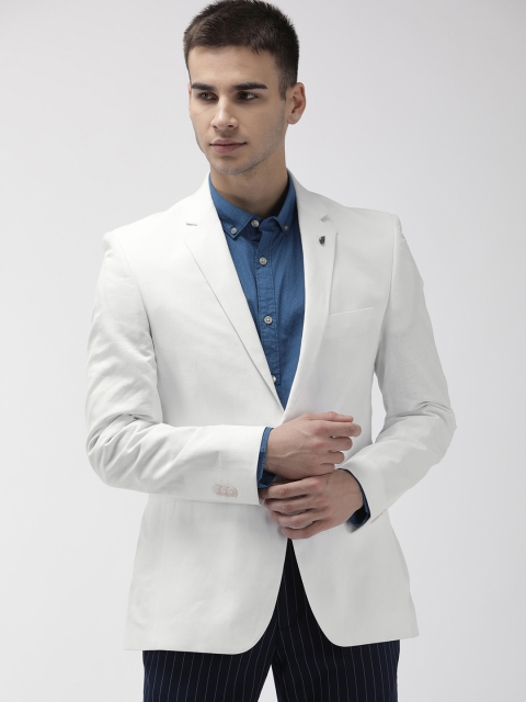 

Park Avenue Men White Solid Single-Breasted Super Slim Fit Casual Blazer