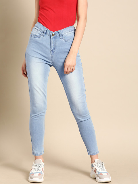

Ms.Taken Women Blue Skinny Fit High-Rise Clean Look Stretchable Cropped Jeans