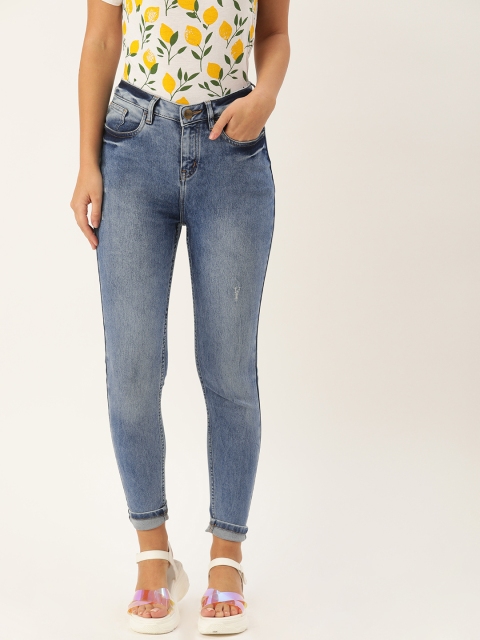 

Ms.Taken Women Blue Skinny Fit High-Rise Low Distress Stretchable Jeans