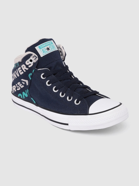 

Converse Men Navy Blue Printed Mid Top Sneakers