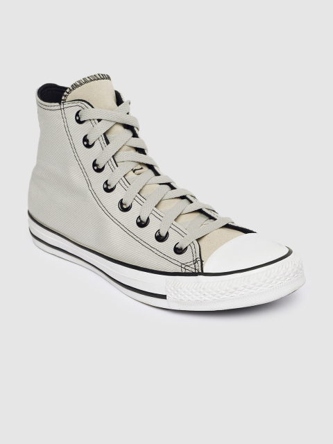 

Converse Men Brown Striped Mid-Top Sneakers, Off white