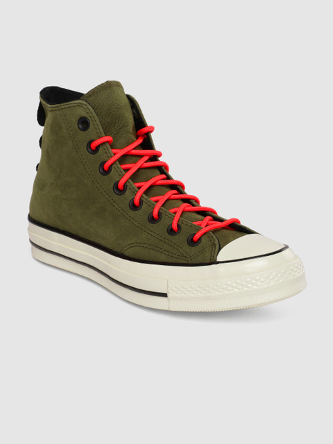 

Converse Men Olive Green Solid High-Top Sneakers