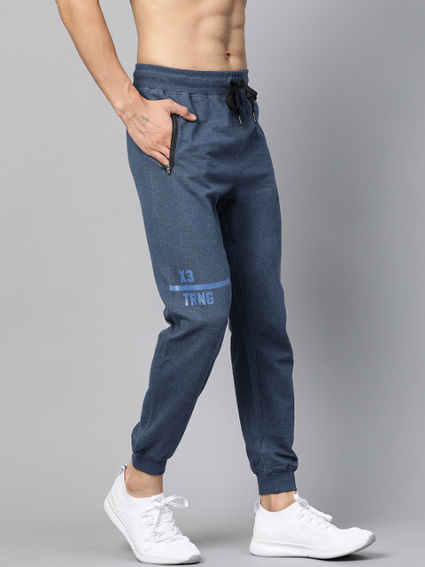 

HRX by Hrithik Roshan Men Navy Melange Slim Fit Rapid-Dry Antimicrobial Training Joggers, Navy blue