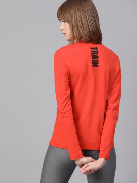 

HRX By Hrithik Roshan Rust Red Solid Rapid Dry Antimicrobial Lycra Training T-shirt