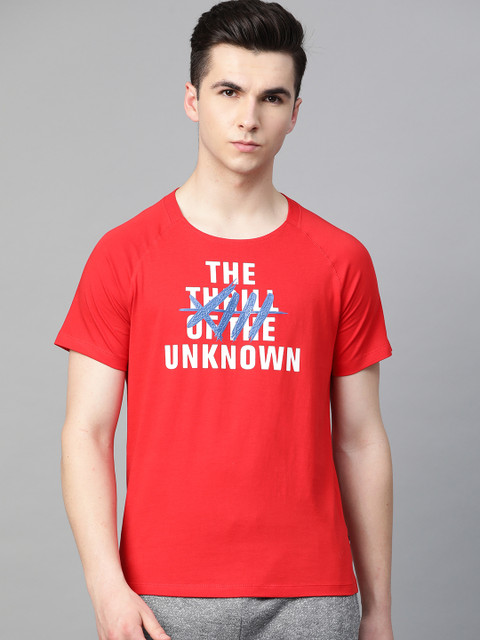 

HRX by Hrithik Roshan Men Red Printed Lifestyle Bio-Wash Pure Cotton T-shirt