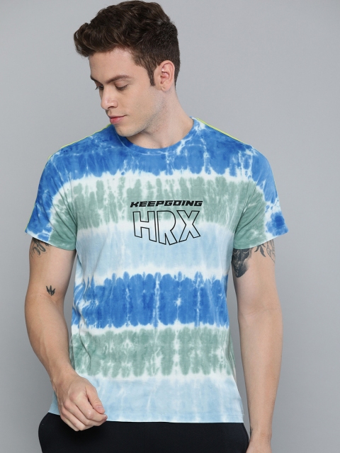 

HRX by Hrithik Roshan Men Blue & Green Lifestyle Dyed Round Neck T-shirt