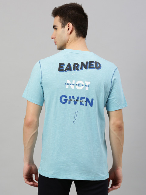 

Hrx By Hrithik Roshan Men Crystal Blue Printed Bio-Wash Lifestyle Tshirt