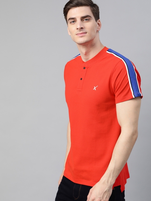 

Hrx By Hrithik Roshan Men Red Solid Bio-Wash Lifestyle Tshirts