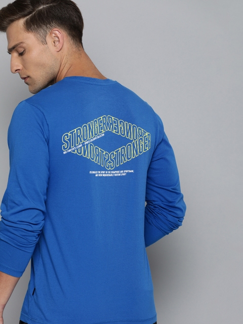 

HRX by Hrithik Roshan Men Blue Back Printed Lifestyle Bio-Wash Round Neck T-shirt