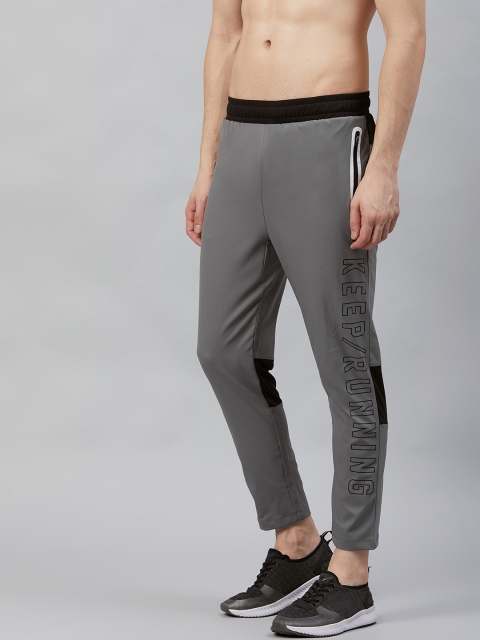 

HRX by Hrithik Roshan Men Steel Grey Slim Fit Rapid-Dry Antimicrobial Running Track Pants, Grey melange