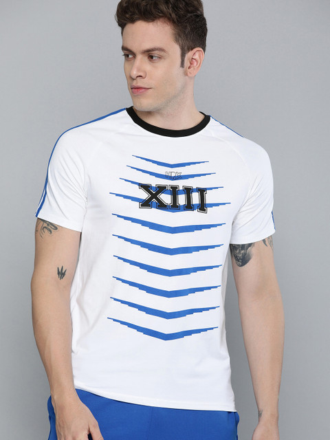 

HRX by Hrithik Roshan Men White Printed Bio-Wash Round Neck T-shirt