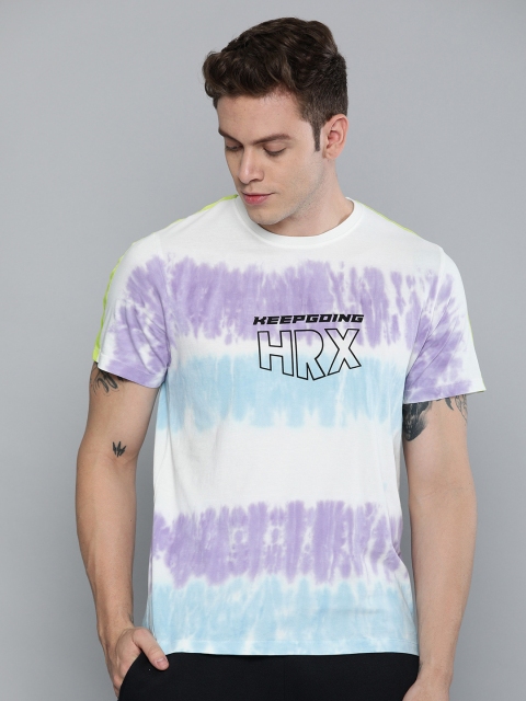 

HRX by Hrithik Roshan Men Blue & Violet Dyed Round Neck T-shirt