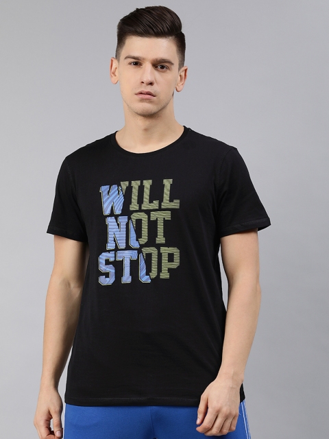 

Hrx By Hrithik Roshan Men Black Printed Bio-Wash Lifestyle Tshirt