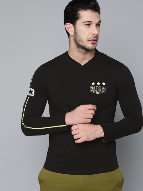 

HRX by Hrithik Roshan Men Black Solid Lifestyle Bio-Wash Tshirt