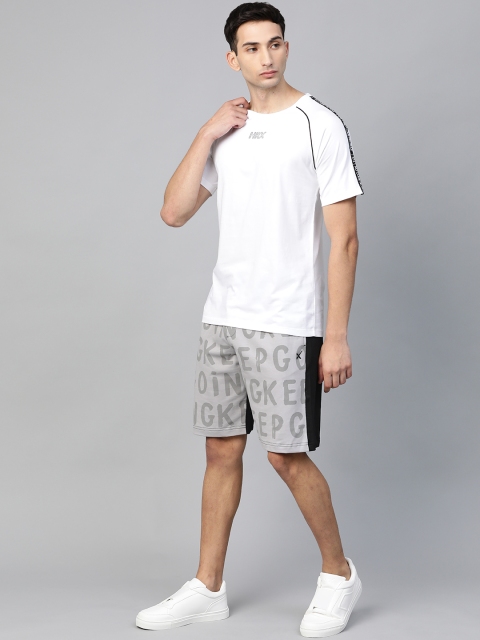 

HRX by Hrithik Roshan Men Grey Printed Slim Fit Bio-Wash Lycra Lifestyle Shorts
