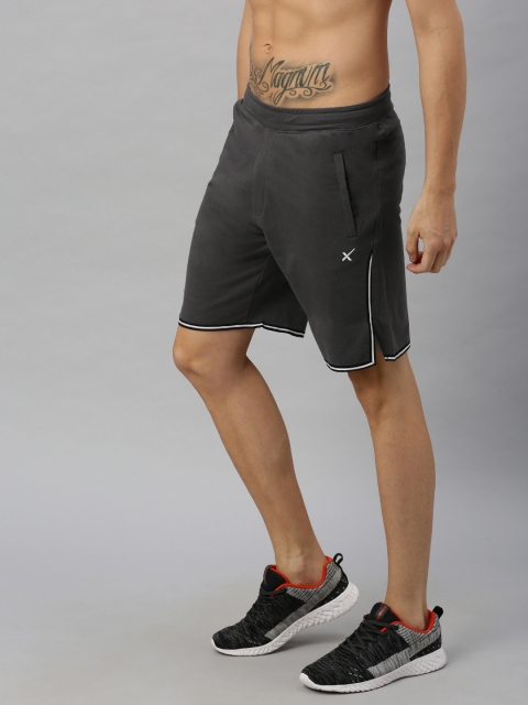 

HRX by Hrithik Roshan Men Dark Grey Solid Regular Fit Bio-Wash Lifestyle Shorts, Charcoal