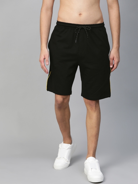 

HRX by Hrithik Roshan Men Black Solid Slim Fit Bio-Wash Lifestyle Shorts