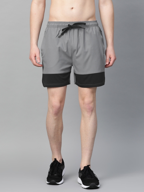 

HRX by Hrithik Roshan Men Steel Grey Colourblocked Rapid-Dry Bio-Wash Training Shorts