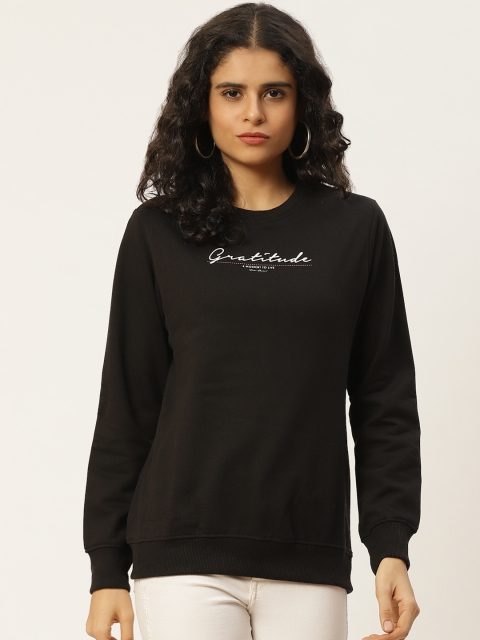 

Duke Women Black Solid Sweatshirt with Printed Detail