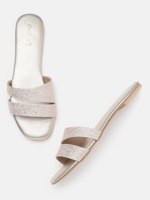 

DressBerry Women Rose Gold-Toned Shimmer Open Toe Flats