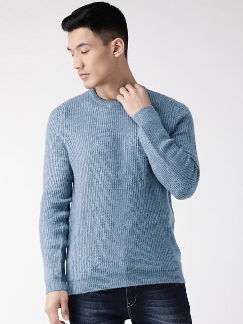 

Marks & Spencer Men Blue Ribbed Pullover