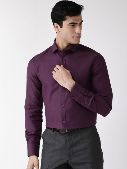 

Marks & Spencer Men Purple Regular Fit Self Design Formal Shirt