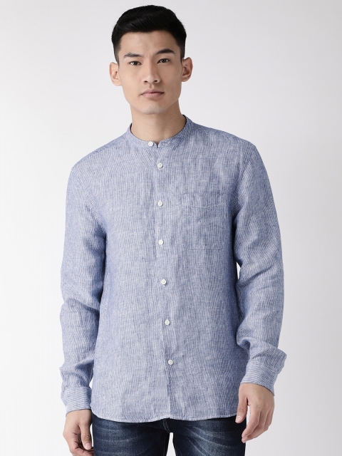 

Marks & Spencer Men Blue & White Regular Fit Striped Casual Shirt