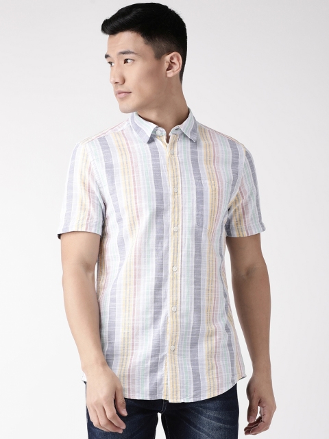 

Marks & Spencer Men Multicoloured Regular Fit Striped Casual Shirt, Multi