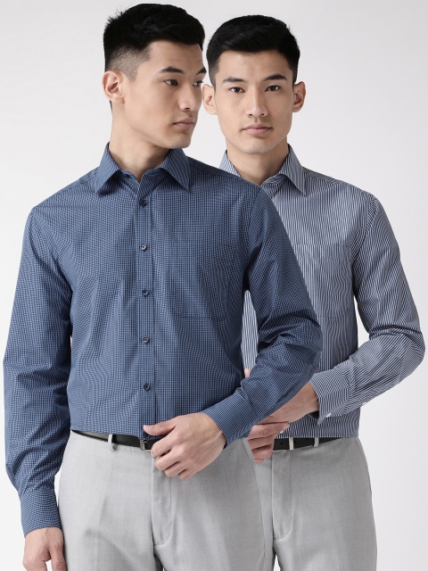 

Marks & Spencer Men Pack of 2 Blue & White Regular Fit Formal Shirt