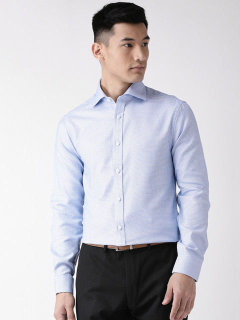

Marks & Spencer Men Blue Regular Fit Checked Dobby Formal Shirt