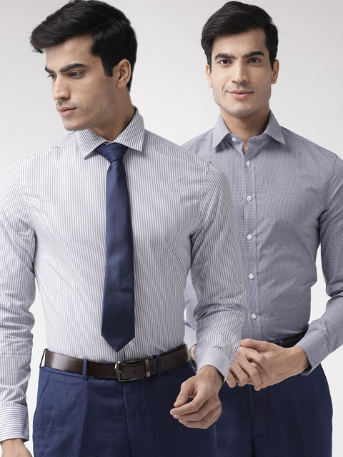 

Marks & Spencer Men Pack of 2 Slim Fit Formal Shirt, Blue