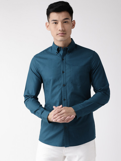 

Marks & Spencer Men Teal Blue Slim Fit Solid Casual Shirt