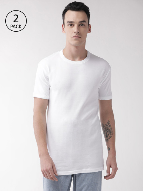 

Marks & Spencer Men Pack of 2 White Solid Innerwear Vests