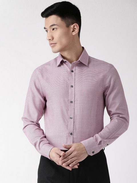 

Marks & Spencer Men Red & Off-White Slim Fit Self Design Formal Shirt