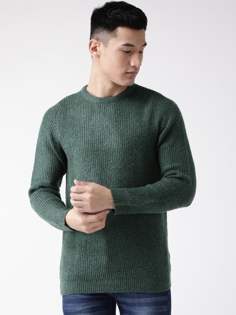

Marks & Spencer Men Green Ribbed Pullover Sweater