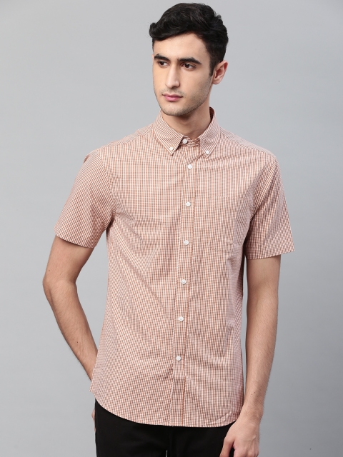 

Marks & Spencer Men Brown & White Slim Fit Checked Casual Shirt