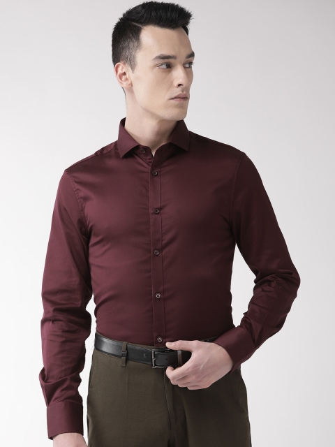 

Marks & Spencer Men Burgundy Knitted Regular Fit Solid Formal Shirt