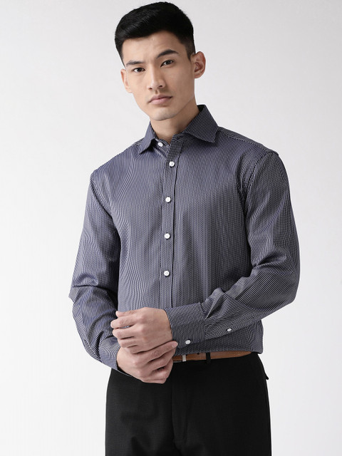 

Marks & Spencer Men Navy Blue & White Regular Fit Striped Formal Shirt