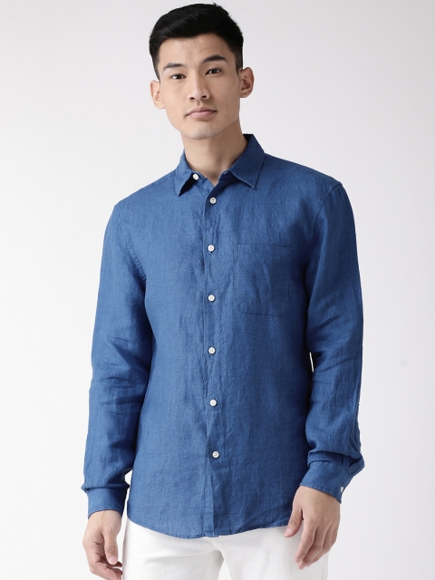

Marks & Spencer Men Blue Regular Fit Linen Solid Casual Shirt