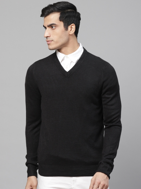 

Marks & Spencer Men Black Solid Pullover Sweater