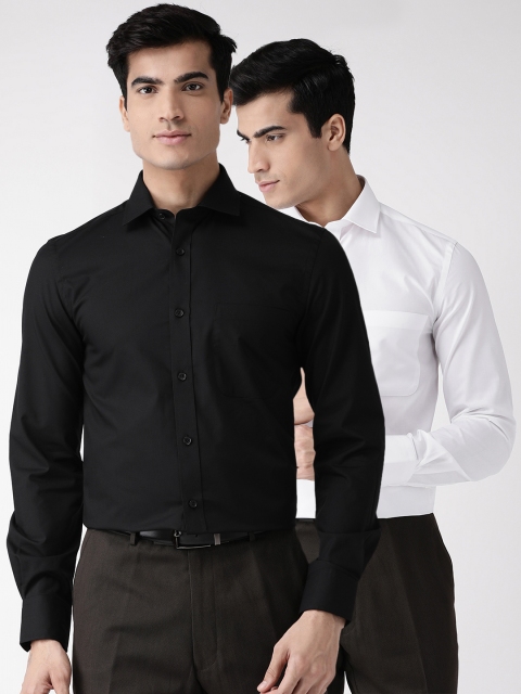 

Marks & Spencer Men Pack of 2 Slim Fit Solid Formal Shirts, Black