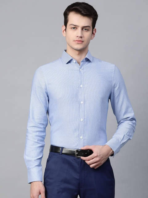 

Marks & Spencer Men Blue Regular Fit Geometric Self Design Formal Shirt