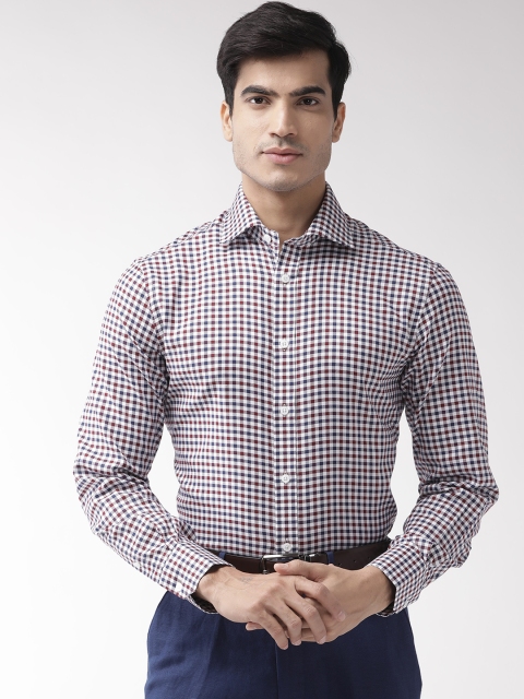 

Marks & Spencer Men Burgundy & White Regular Fit Checked Formal Shirt