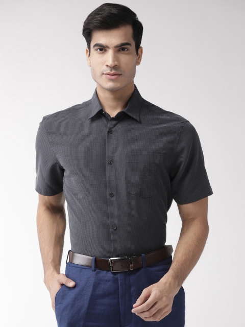

Marks & Spencer Men Charcoal Grey & Black Regular Fit Checked Casual Shirt