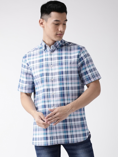 

Marks & Spencer Men Blue & White Relaxed Fit Checked Casual Shirt